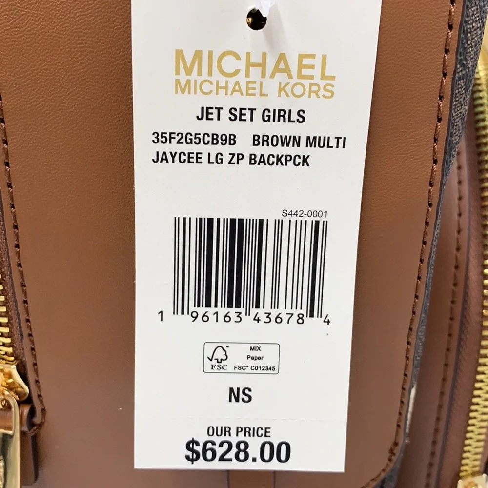 MICHAEL KORS JET SET GIRLS JAYCEE LARGE ZIP PACKED BACKPACK BROWN MULTI COLOR - Picture 16 of 16
